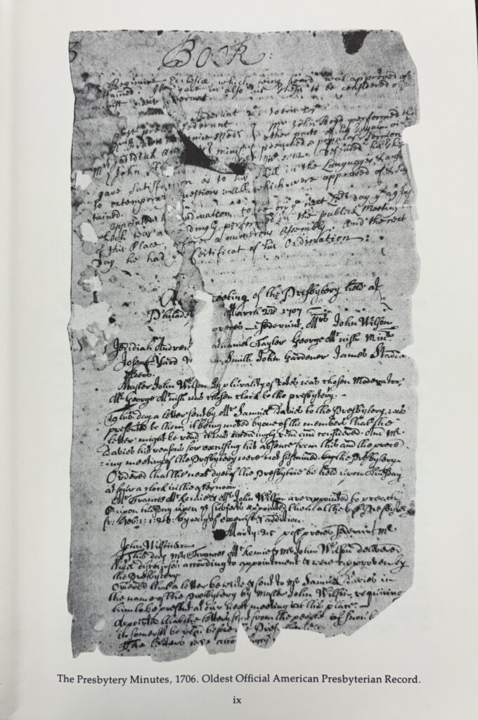 Documento oficial mais antigo do presbiterianismo americano